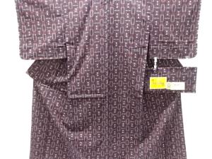 アンティーク　木綿本場久留米絣　幾何学模様単衣着物